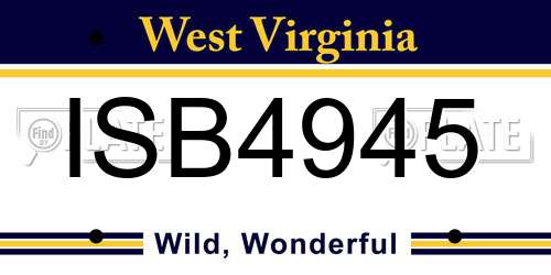 ISB4945 West Virginia License Plate