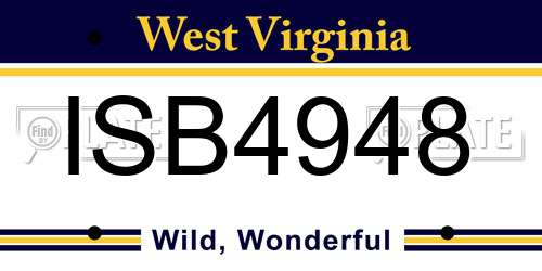 ISB4948 West Virginia License Plate
