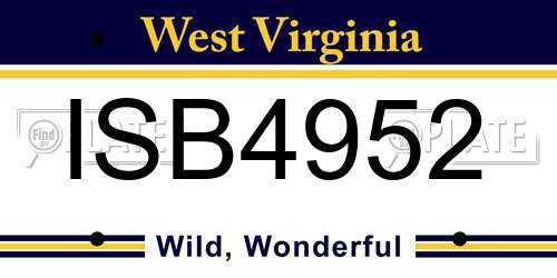 ISB4952 West Virginia License Plate