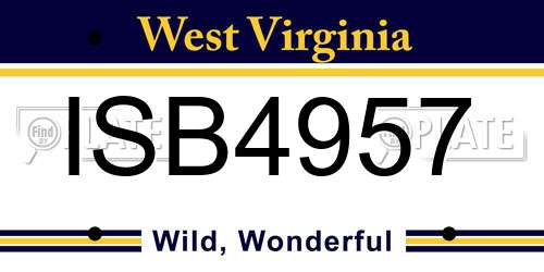 ISB4957 West Virginia License Plate