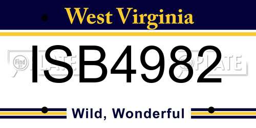 ISB4982 West Virginia License Plate
