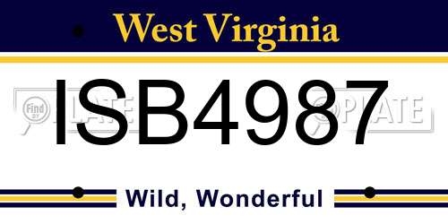 ISB4987 West Virginia License Plate