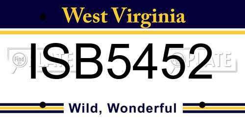 ISB5452 West Virginia License Plate