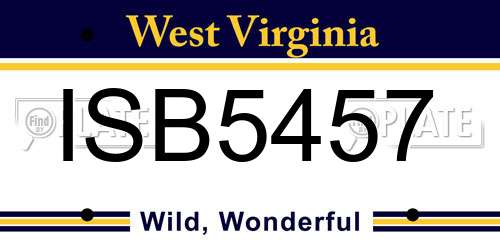 ISB5457 West Virginia License Plate