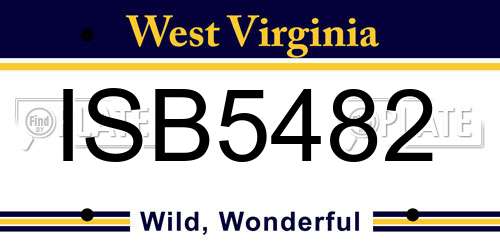 ISB5482 West Virginia License Plate