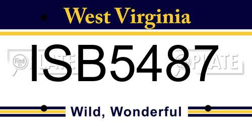 ISB5487 West Virginia License Plate