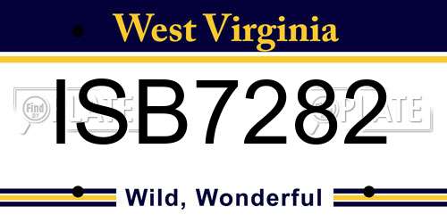 ISB7282 West Virginia License Plate