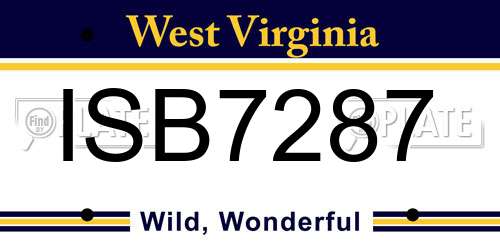 ISB7287 West Virginia License Plate