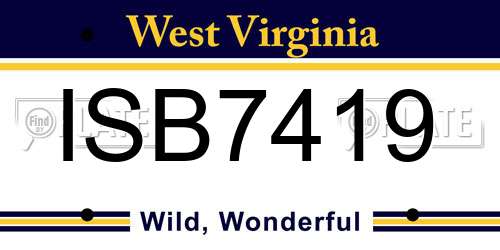 ISB7419 West Virginia License Plate