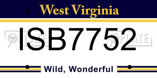 ISB7752 West Virginia License Plate