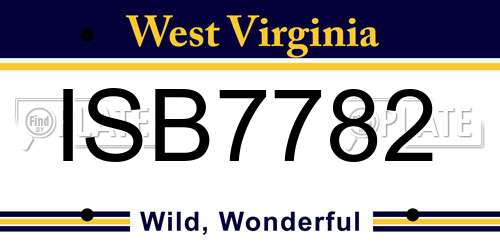 ISB7782 West Virginia License Plate