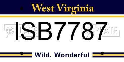 ISB7787 West Virginia License Plate