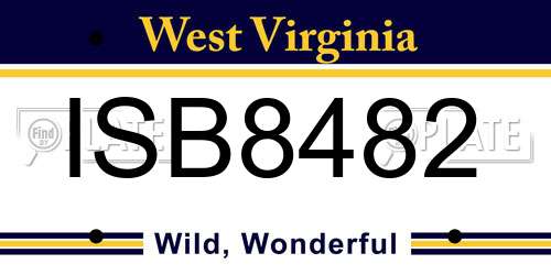 ISB8482 West Virginia License Plate
