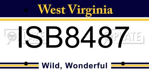 ISB8487 West Virginia License Plate