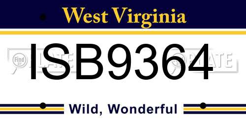 ISB9364 West Virginia License Plate