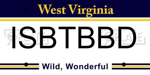 ISBTBBD West Virginia License Plate