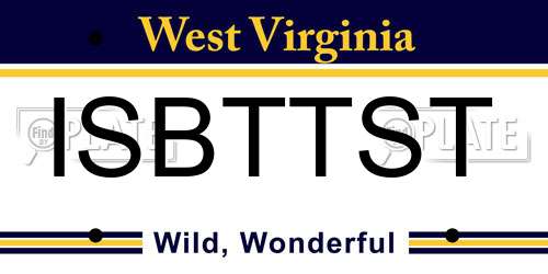 ISBTTST West Virginia License Plate
