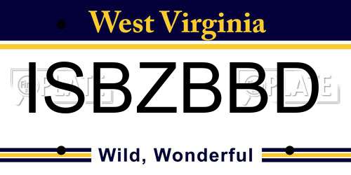 ISBZBBD West Virginia License Plate