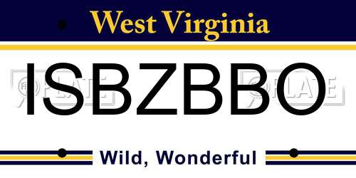 ISBZBBO West Virginia License Plate