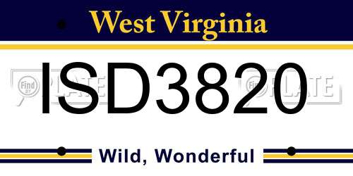 ISD3820 West Virginia License Plate