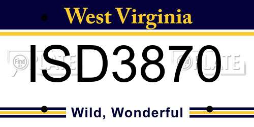ISD3870 West Virginia License Plate