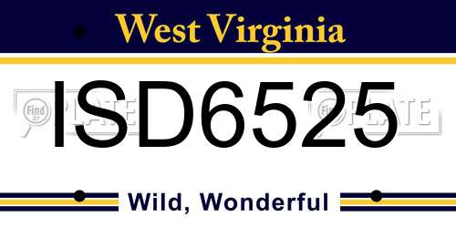 ISD6525 West Virginia License Plate