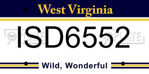 ISD6552 West Virginia License Plate