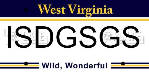 ISDGSGS West Virginia License Plate