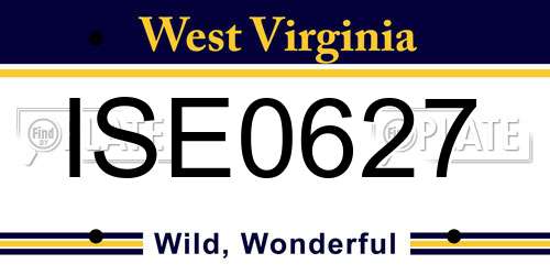 ISE0627 West Virginia License Plate