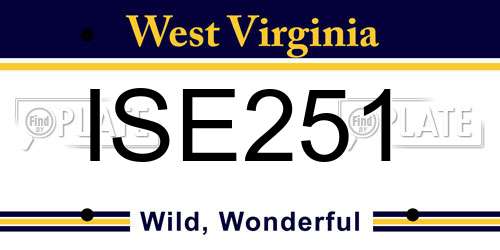 ISE251 West Virginia License Plate