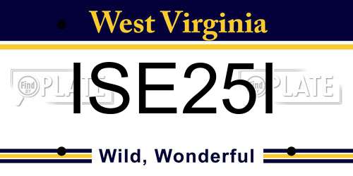 ISE25I West Virginia License Plate