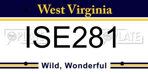 ISE281 West Virginia License Plate