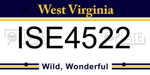 ISE4522 West Virginia License Plate