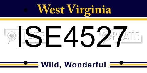 ISE4527 West Virginia License Plate