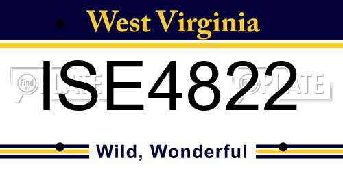 ISE4822 West Virginia License Plate