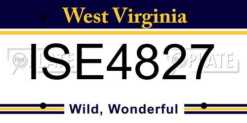 ISE4827 West Virginia License Plate