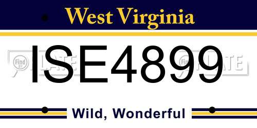 ISE4899 West Virginia License Plate