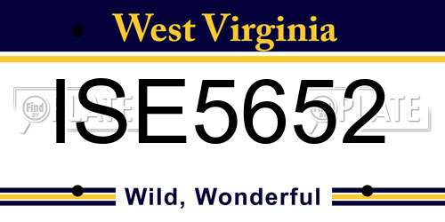 ISE5652 West Virginia License Plate
