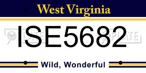 ISE5682 West Virginia License Plate