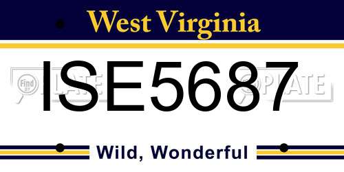 ISE5687 West Virginia License Plate