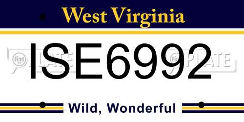 ISE6992 West Virginia License Plate