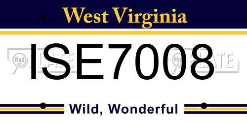 ISE7008 West Virginia License Plate