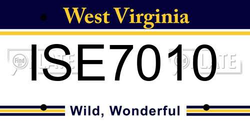 ISE7010 West Virginia License Plate