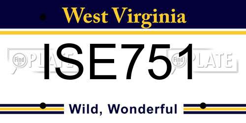 ISE751 West Virginia License Plate
