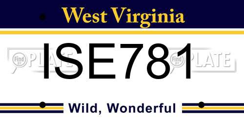 ISE781 West Virginia License Plate