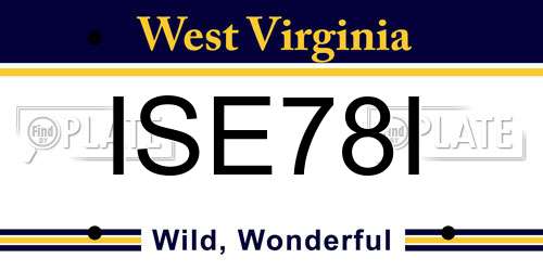 ISE78I West Virginia License Plate