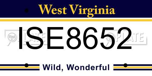 ISE8652 West Virginia License Plate