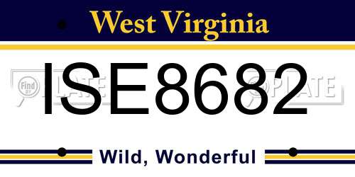 ISE8682 West Virginia License Plate