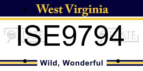 ISE9794 West Virginia License Plate