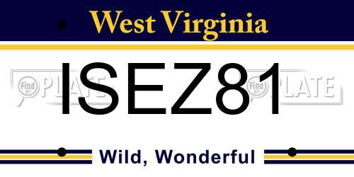 ISEZ81 West Virginia License Plate